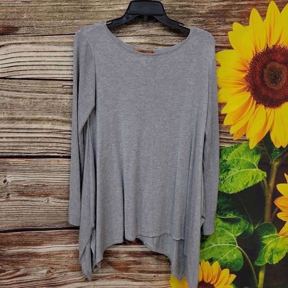 Belldini long sleeve sweater pullover top gray large pre-owned